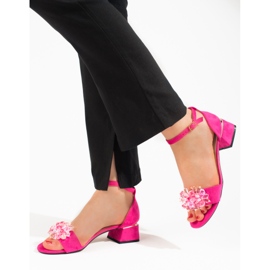 Ženske Shelovet ružičaste sandale na nisku petu ružičasta 1