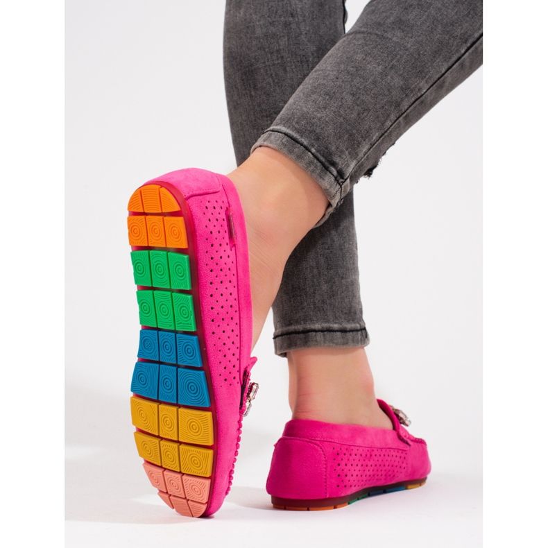 Ružičaste ženske ažur natikače s kristalima Shelovet antilop ružičasta 2