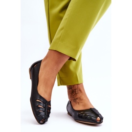 Lemar Udobne kožne balerinke za žene crne Luke crno 2