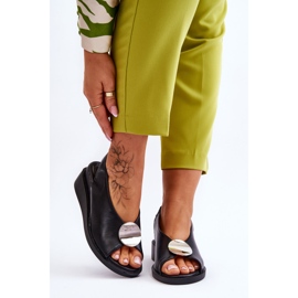 Vinceza Ženske kožne sandale na tanku crnu pravdu crna 1