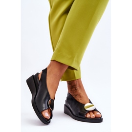 Vinceza Ženske kožne sandale na tanku crnu pravdu crno 2