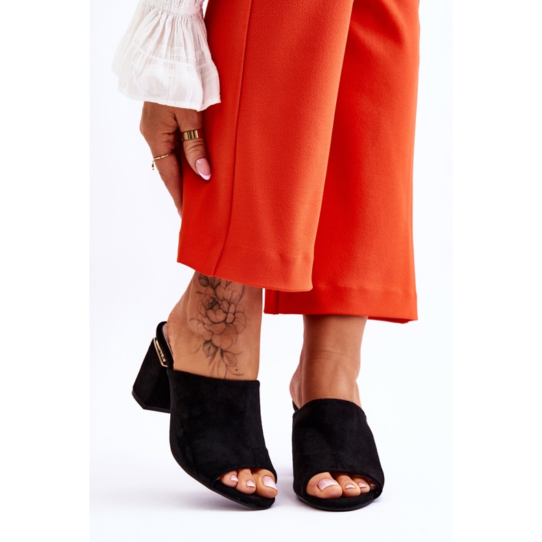 Vinceza Ženske papuče s visokom petom od brušene kože crne Carter crna 1