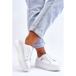 Vinceza Ženske kožne sportske cipele s platformom Bijeli Saul bijela 2