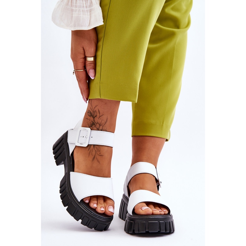 Vinceza Ženske kožne ravne sandale Bijeli Dean bijela 1