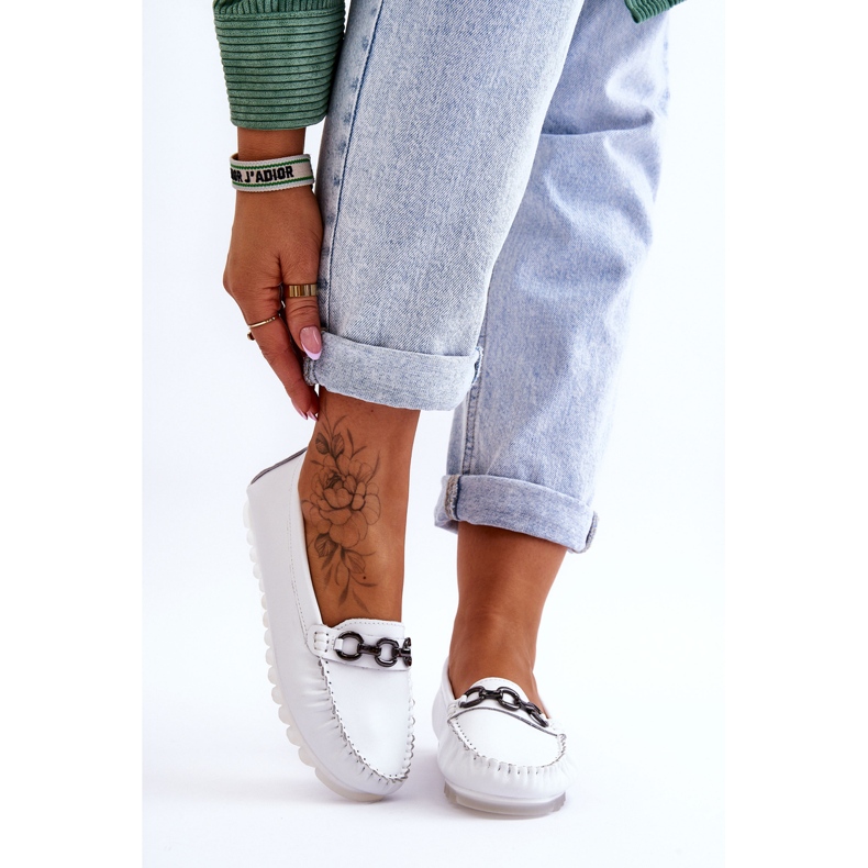 Vinceza Ženske udobne kožne mokasine bijele boje Miguel bijela 1