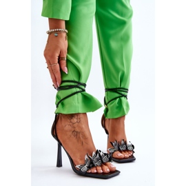 Vezane sandale na visoku petu s crnim Delmar leptirićima crna 2