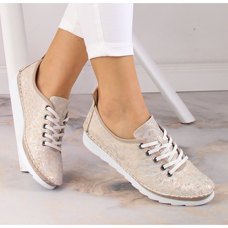 Kožne lagane ženske sportske cipele bež Artiker 52C0691 1