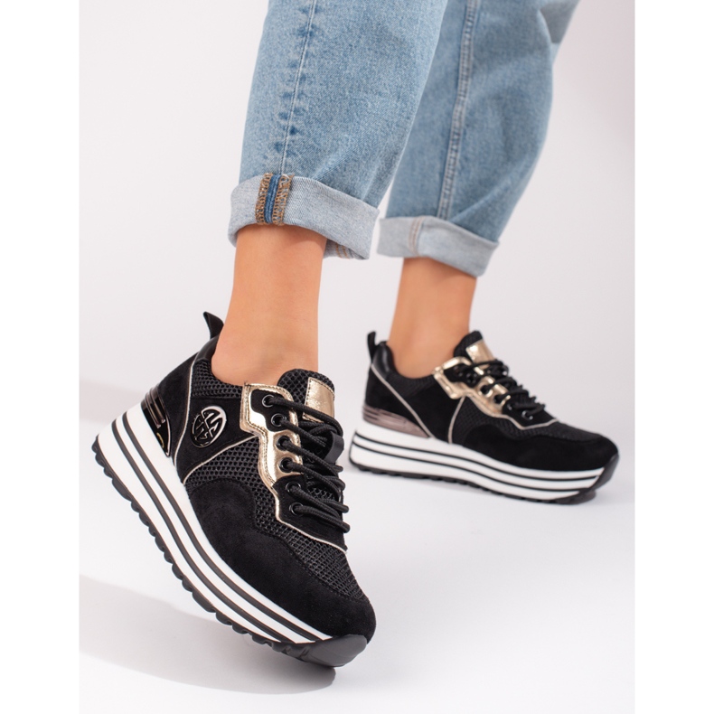 W. Potocki Ženske tenisice na vezanje Potocki crne crna 1