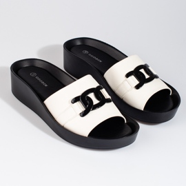 Bijele ženske papuče na platformi Shelovet bijela 1