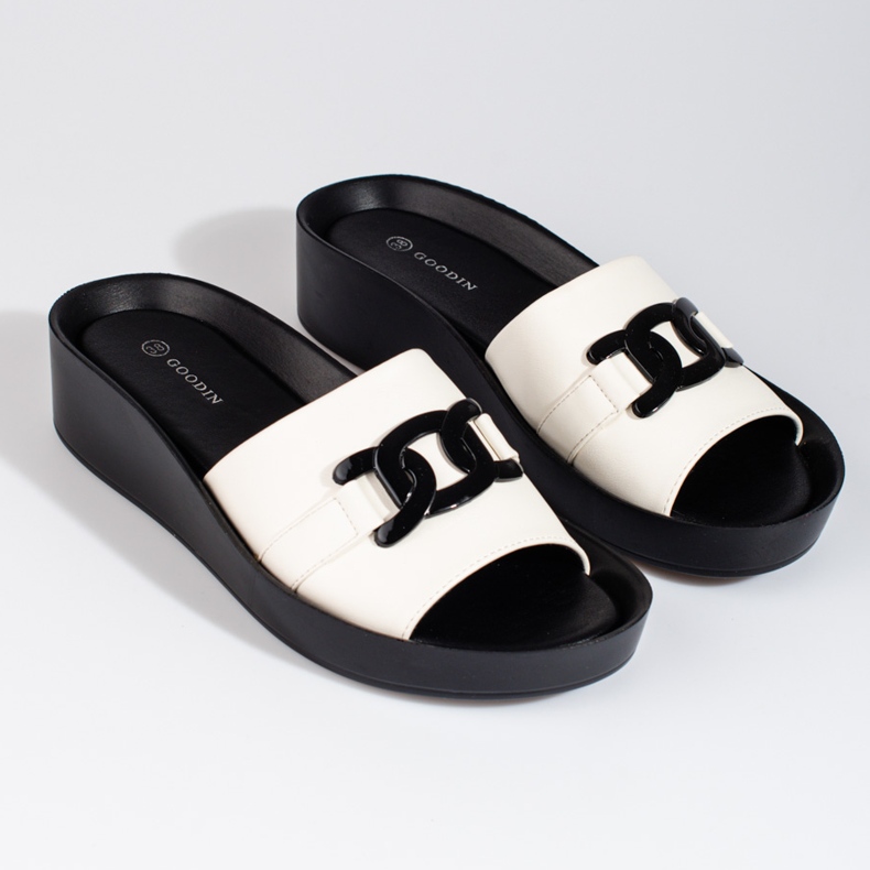 Bijele ženske papuče na platformi Shelovet bijela 1