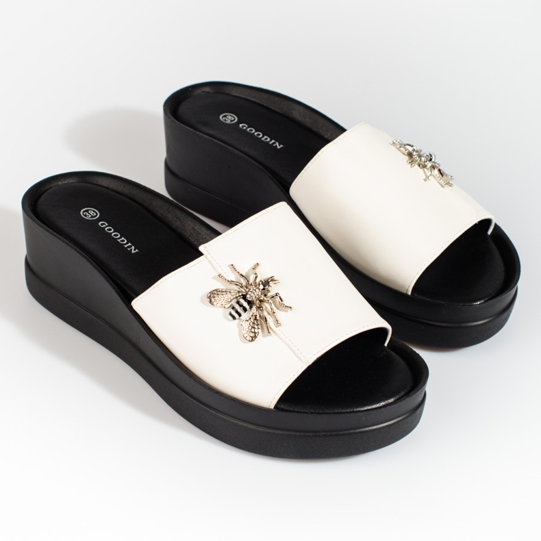 Ženske bijele papuče na udobnoj shelovet klin bijela 1