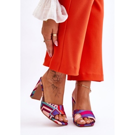 FS1 Ljubičaste ženske papuče s uzorkom na petu Adelise ljubičasta raznobojna 2