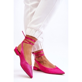 Vezane balerinke sa kamenčićima Fuchsia Mavis ružičasta 2