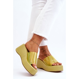 FS1 Ženske prozirne papuče na wedge svijetlozelene Eliane zelena 2