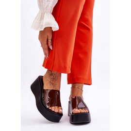 FS1 Ženske prozirne papuče na wedge crne Eliane crno 1