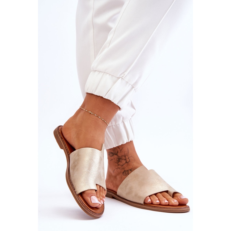 Evento Ženske kožne japanke svijetlo zlatne boje Amite zlatna 2