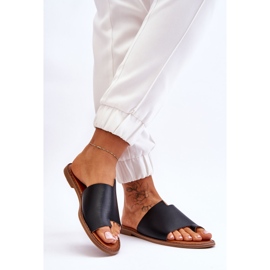 Evento Ženske kožne japanke Black Amite crno 2