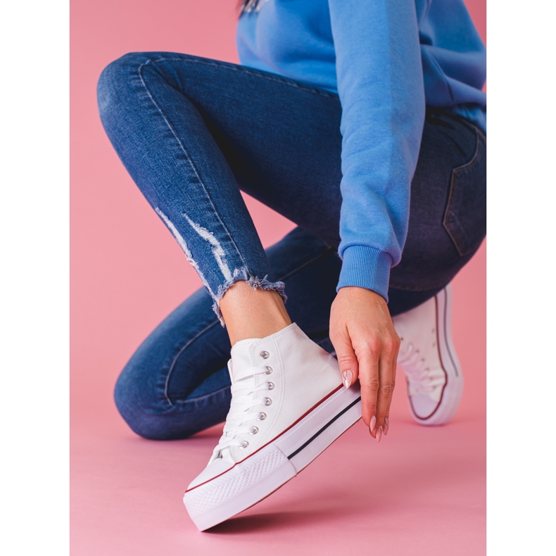 SHELOVET Visoke tenisice na platformi bijela 1