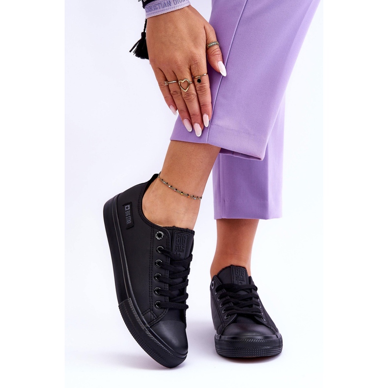 Ženske niske kožne tenisice Big Star KK274011 crne crno 2