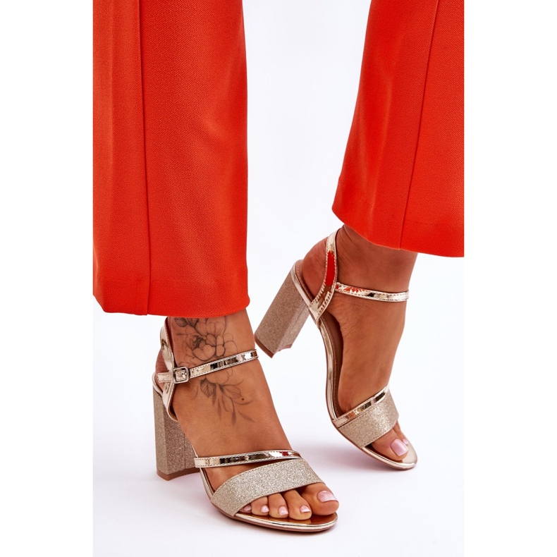 Vinceza Sjajne zlatne Alicia sandale na visoku petu zlatni 2