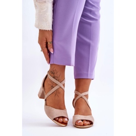 Vinceza Bež Quinn ženske sandale na nisku petu smeđa 1