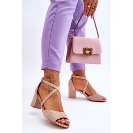 Vinceza Bež Quinn ženske sandale na nisku petu smeđa 2