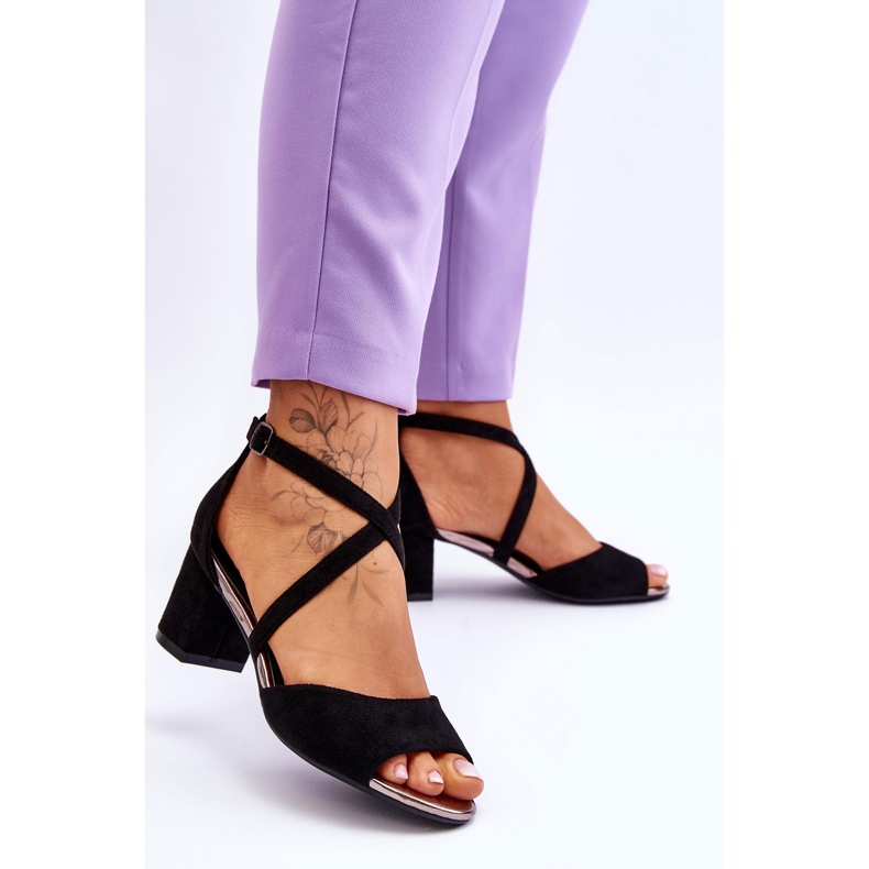 Vinceza Ženske sandale na nisku petu crne Quinn crno 2