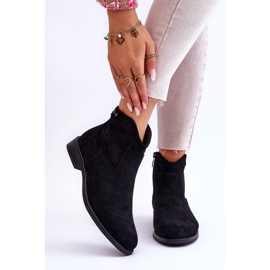 S.Barski Ženske čizme s ravnom petom od brušene kože crne liane crno 1