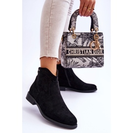 S.Barski Ženske čizme s ravnom petom od brušene kože crne liane crna 2