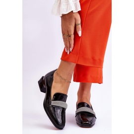 S.Barski Lakirane crne Laverna mokasine na visoku petu s kubičnim cirkonijem crno 1