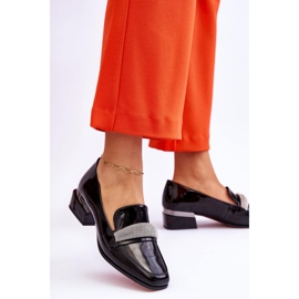 S.Barski Lakirane crne Laverna mokasine na visoku petu s kubičnim cirkonijem crna 2