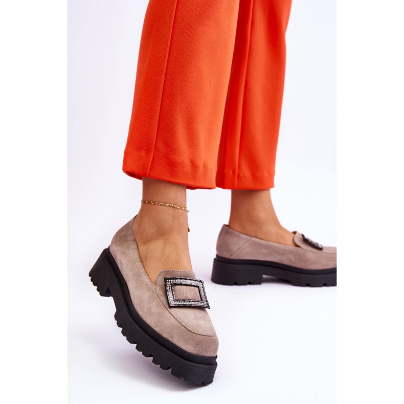 FILIPCZYK Udobne bež natikače od brušene kože Agathe 2