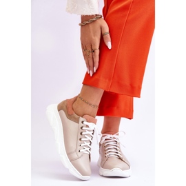 FILIPCZYK Udobne kožne tenisice s platformom Bež Alisane 1