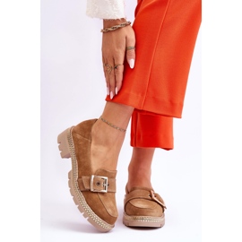 FILIPCZYK Moderne tamno bež mokasine od brušene kože Eloisa 1