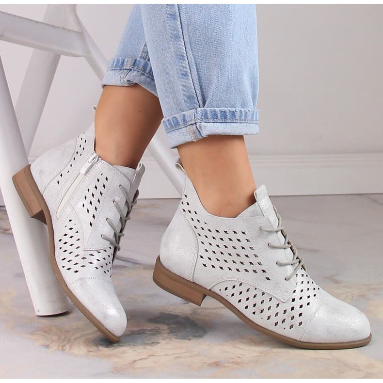 Ženske proljetne ažur srebrne čizme Jezzi ASA142-45 srebro 1