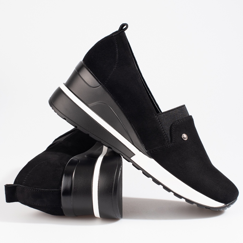 SHELOVET Ženske cipele na wedges crne Potocki antilop kože crna 1