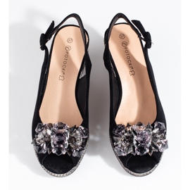 W. Potocki Ženske crne wedge espadrile sandale Potocki crna 2