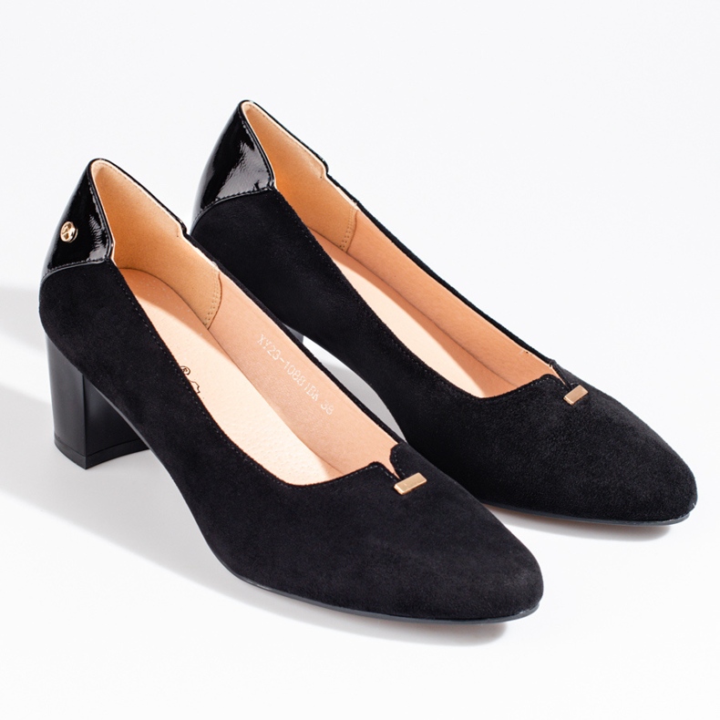 Elegantne ženske salonke od brušene kože na nisku petu Vinceza crne crna 1