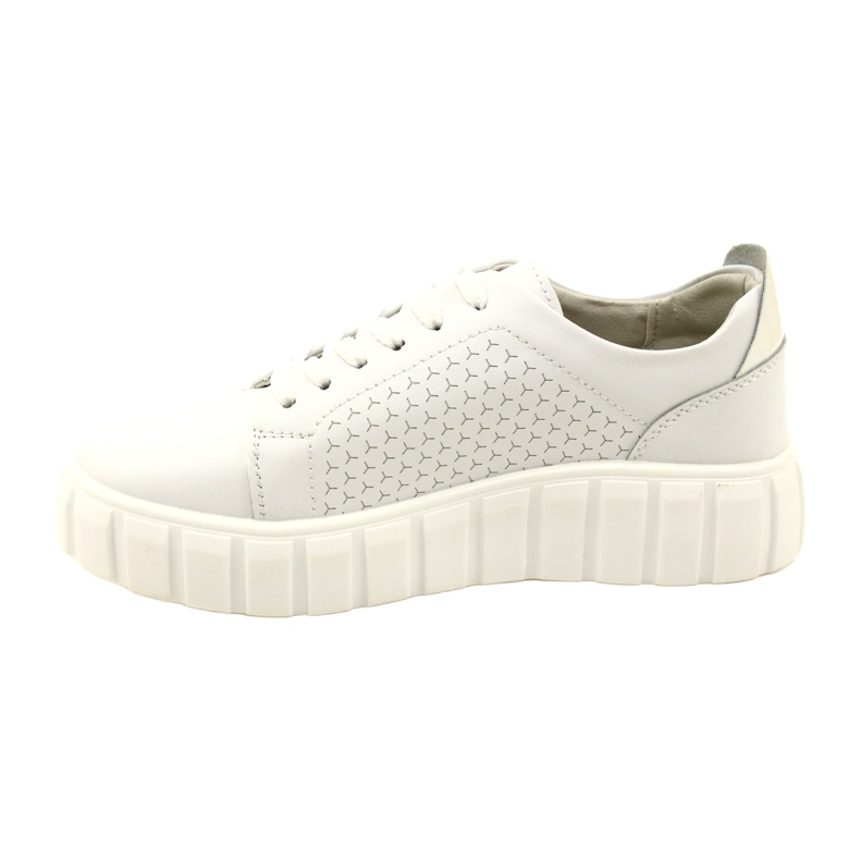 Evento 23PB32-5739 Bijele kožne tenisice na vezanje bijela 2