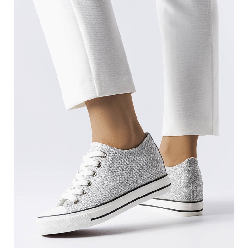 BM Srebrne svjetlucave tenisice na klin s Krete srebro 1