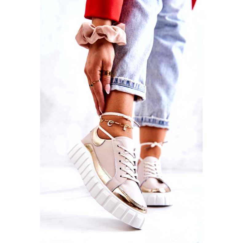 S.Barski Ženske broge na platformi Noriso bež i zlatne boje 3