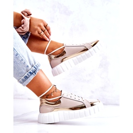 S.Barski Ženske broge na platformi Noriso bež i zlatne boje 2