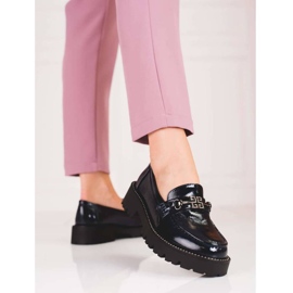 Ženske lakirane mokasine na debelom đonu Shelovet, tamnoplave tamnoplava 1