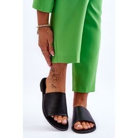 Ženske kožne glatke papuče crne boje crna 1