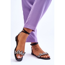 Ženske sandale s ukrasnim leptirima Black Jeane crna 2