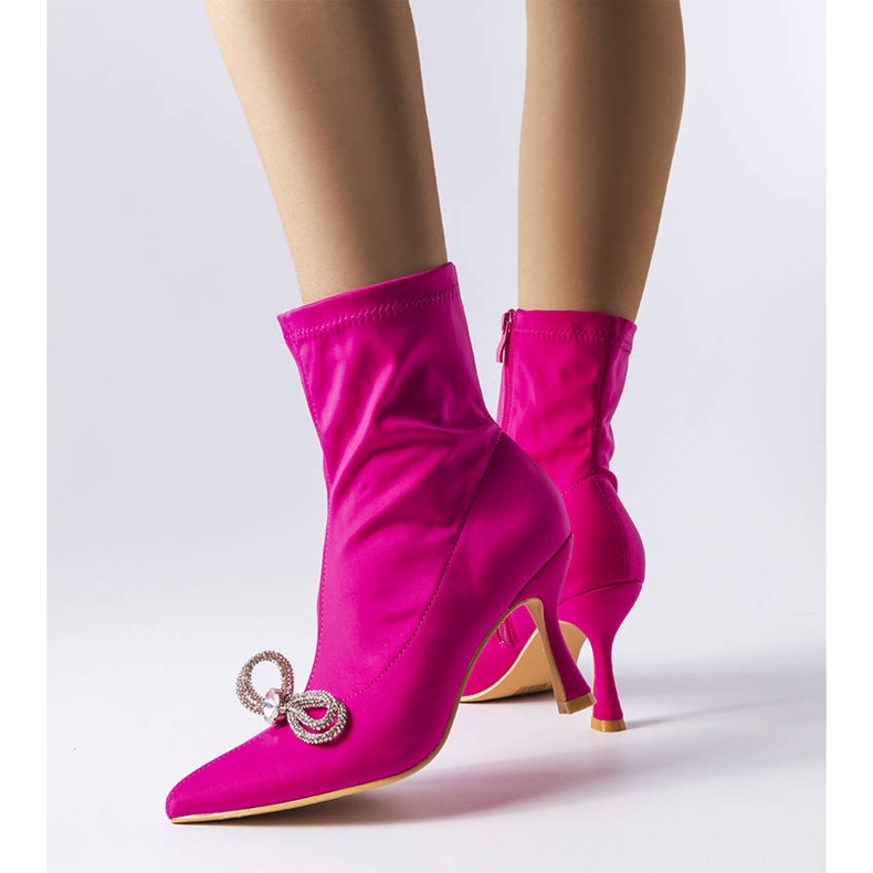PA1 Roze čizmice ukrašene cirkon Mars mašnom ružičasta 1