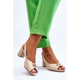 Moderne bež Hette kožne sandale na visoku petu 2