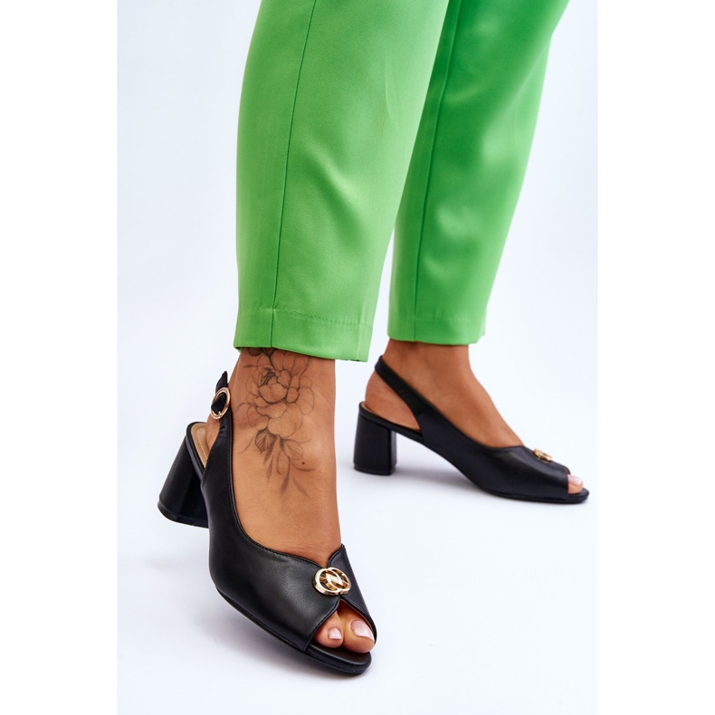 Modne crne kožne sandale crne crna 2