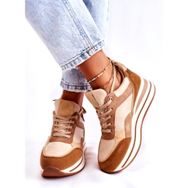 PS1 Ženske sportske cipele od brušene kože smeđe-bež Elisse 1