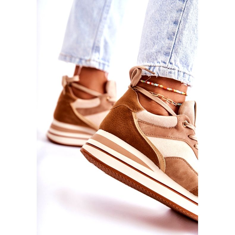 PS1 Ženske sportske cipele od brušene kože smeđe-bež Elisse 2